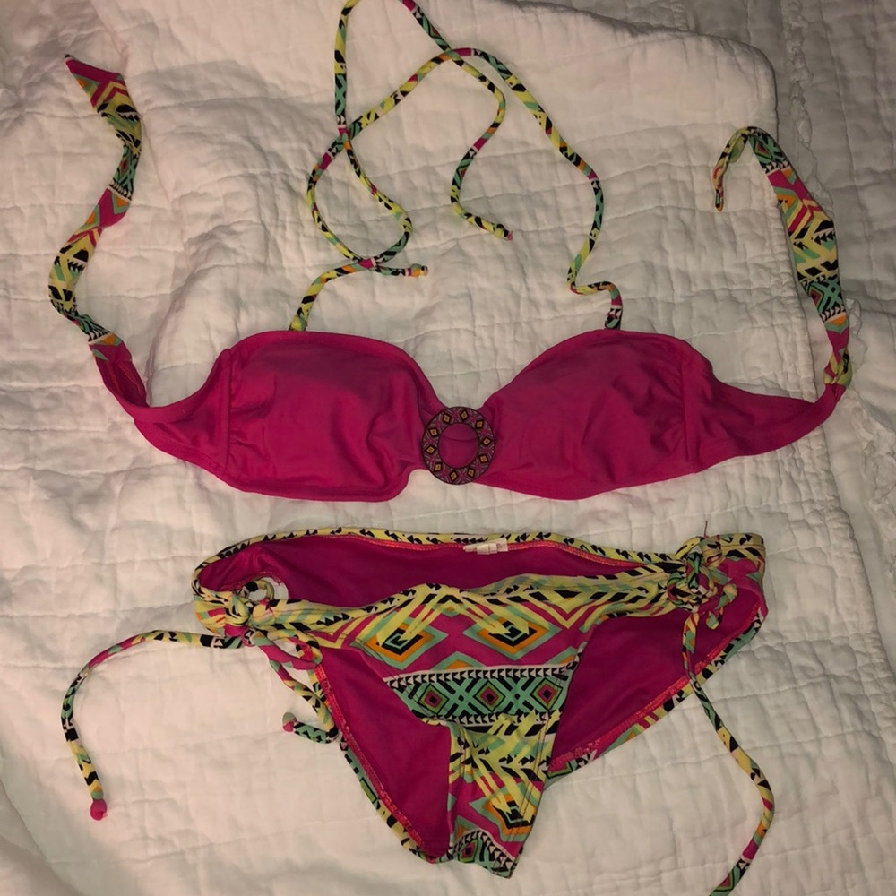 Xhilaration Bandeau Tribal Print Bikini Set